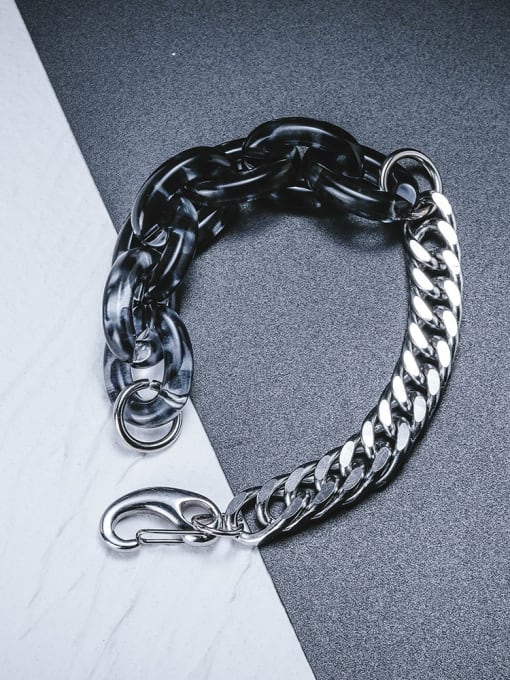 WOLF Titanium Steel Acrylic Geometric Vintage Link Bracelet 2
