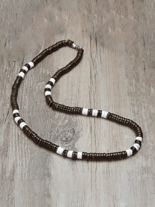 7 45cm Stainless steel Natural Stone Geometric Bohemia Beaded Necklace