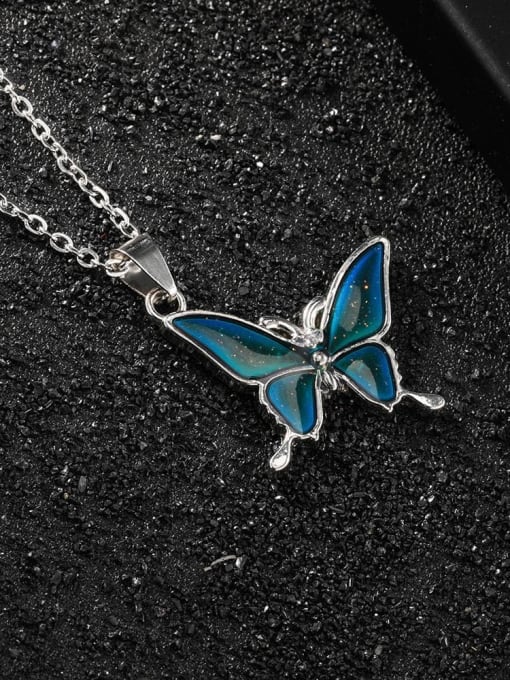 WOLF Titanium Steel Enamel Butterfly Minimalist Necklace 2