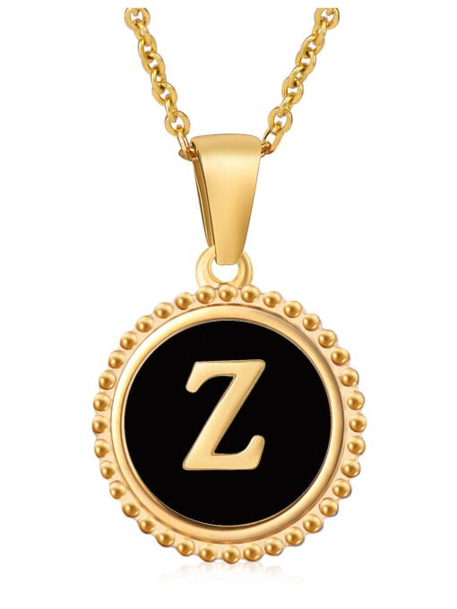 Z Stainless steel Acrylic Letter Minimalist Round Pendant Necklace