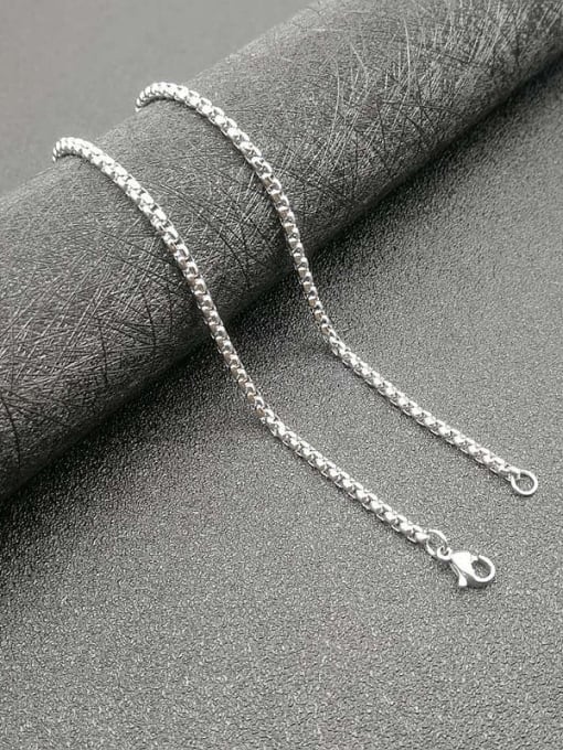 Steel Color：3mm*61cm Titanium Steel Cubic Zirconia Enamel Heart Vintage Necklace For Men