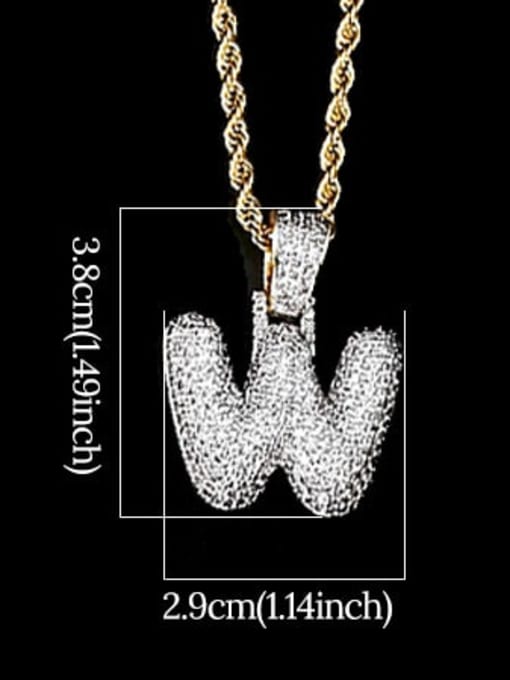 W 24in 61cm T20I23 T20A02 Brass Cubic Zirconia Message Hip Hop Necklace