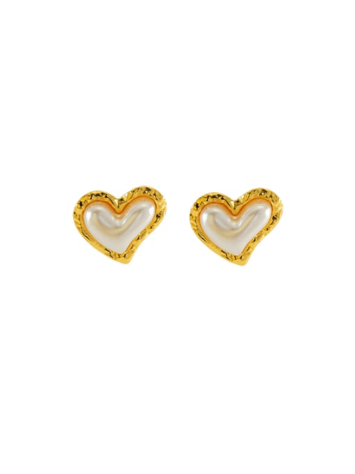 ZXG1451 gold Stainless steel Imitation Pearl Heart Minimalist Stud Earring