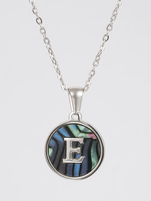 Steel color shell e Stainless steel Shell Letter Minimalist  Round Pendant Necklace