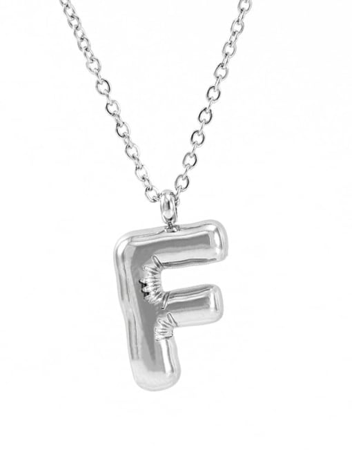 Steel color F Stainless steel Letter Hip Hop Necklace