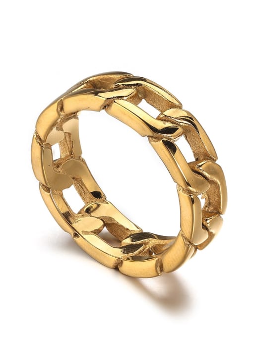 golden Titanium Steel  Hollow Chain Vintage Band Ring