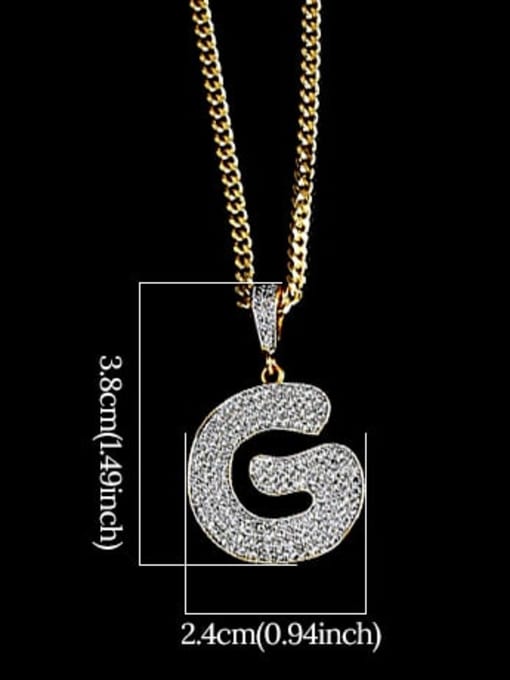 G 24in 60cmT20B07 Brass Cubic Zirconia Letter Hip Hop Initials Necklace