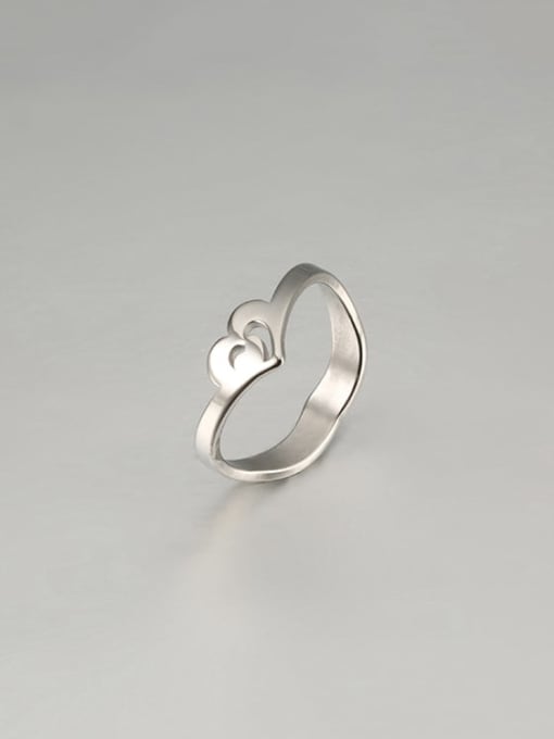 Steel color Titanium Steel Hollow Heart Minimalist Band Ring