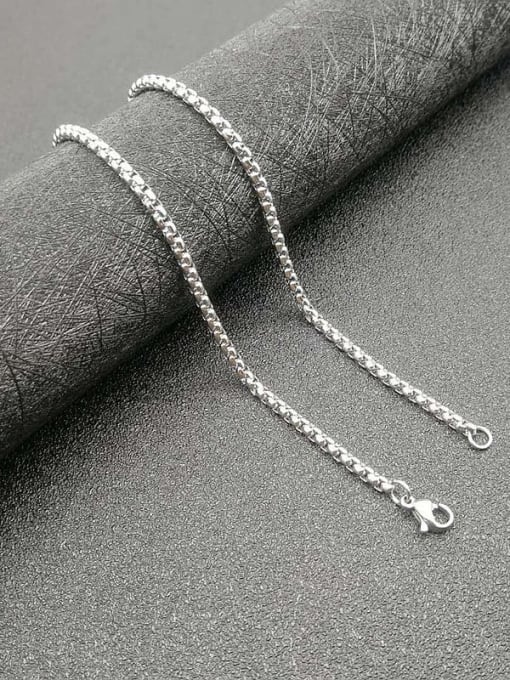 Steel color Chain 3mm*61cm Titanium Steel Cubic Zirconia Enamel Leaf Vintage Necklace For Men