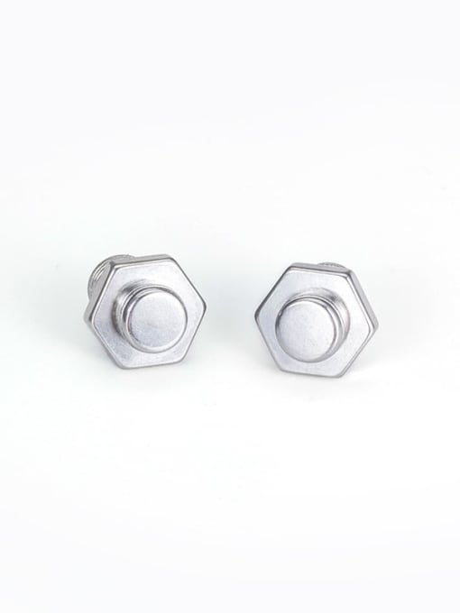 hexagon screw ears in steel color Titanium Steel Irregular Vintage Stud Earring