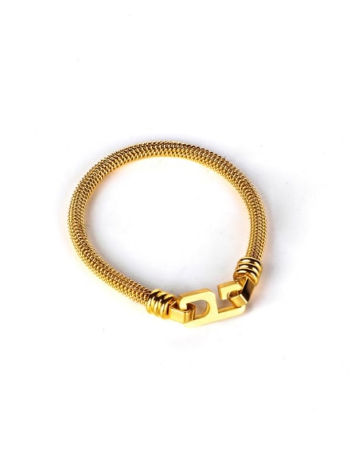 golden Titanium Steel Number Hip Hop Bracelet