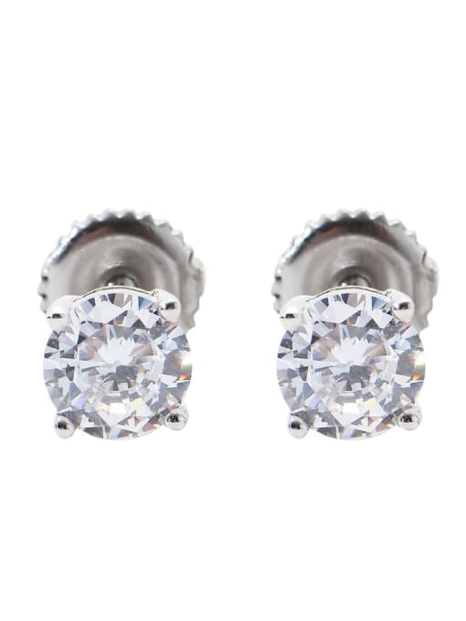 5mm 925 Sterling Silver Cubic Zirconia Round Dainty Stud Earring
