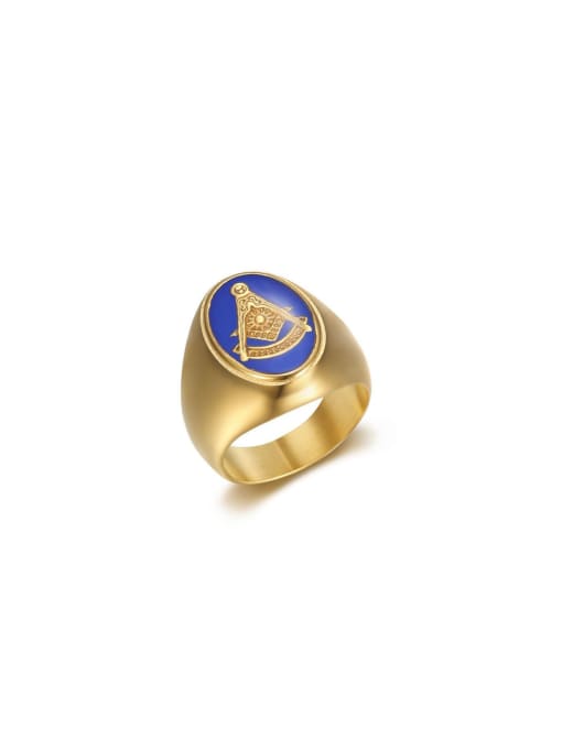 Gold Size Stainless steel Enamel Geometric Trend Band Ring