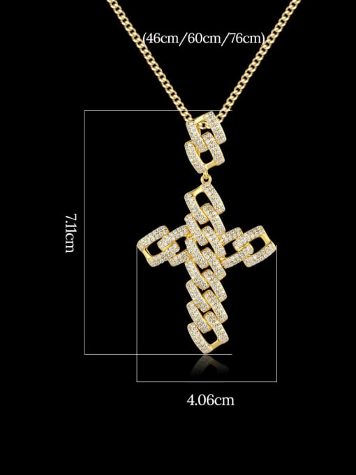 Teem Men Brass Cubic Zirconia Cross Hip Hop Regligious Necklace 2