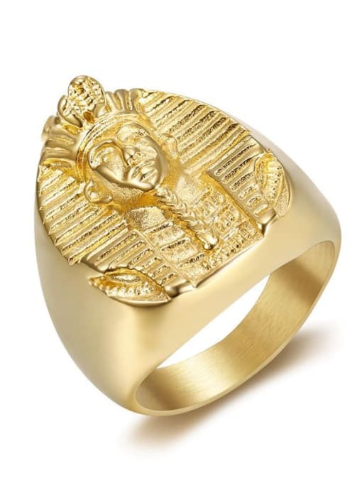Gold us Titanium Lion Geometric Hip Hop Band Ring For Men