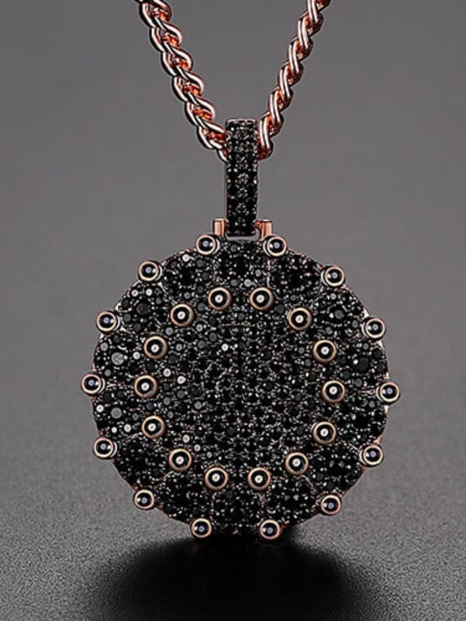 Black zirconium 24Inch (61cm) t20d09 Brass Cubic Zirconia Round Dainty Necklace