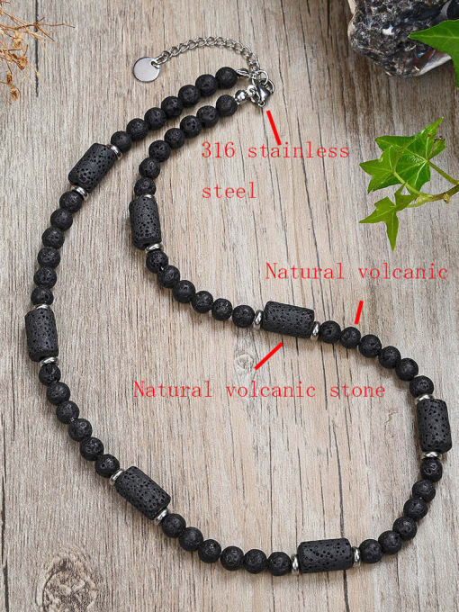 JZ Men's bead Stainless steel Natural Stone Geometric Bohemia Beaded Necklace 3