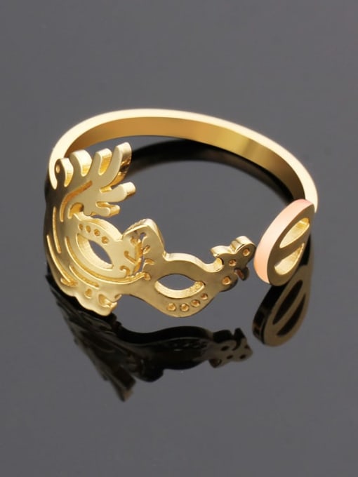 golden Titanium Steel Irregular mask  Minimalist Band Ring