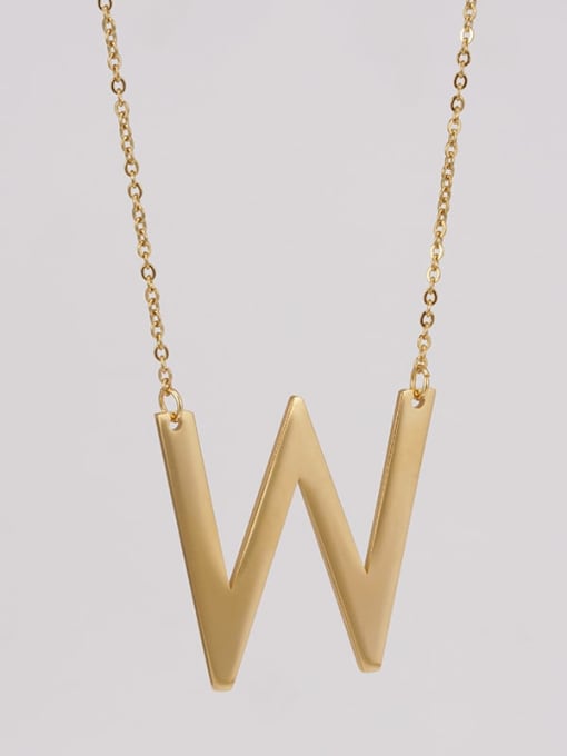 W Stainless steel Minimalist  Letter Pendant Necklace