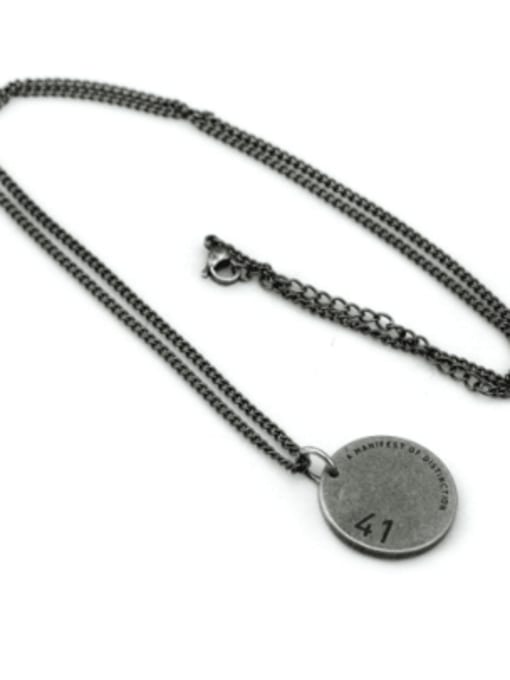 Antique  (chain length 60cm) Titanium Steel Geometric Hip Hop Long Strand Necklace