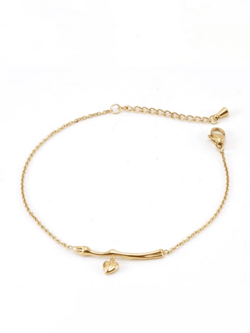 golden Titanium Steel Heart Minimalist Link Bracelet