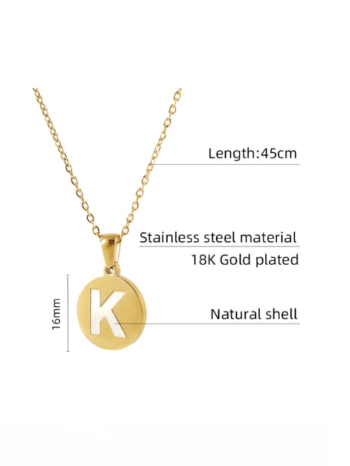 ZXIN Stainless steel Shell Letter Minimalist Round Pendant Necklace 4