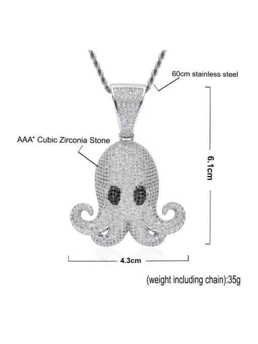 MAHA Brass Cubic Zirconia Octopus Hip Hop Necklace 2