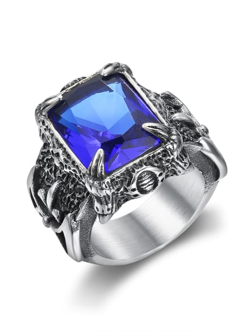 Mr.High Stainless steel Glass Stone  Retro geometry  Solitaire Ring 4