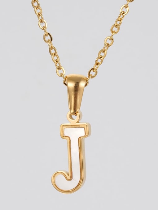 Single letter J Stainless steel Shell Letter Minimalist Letter Pendant (with out chain)