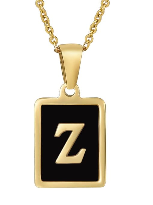 Z Stainless steel Enamel Letter Minimalist Square Pendant Necklace
