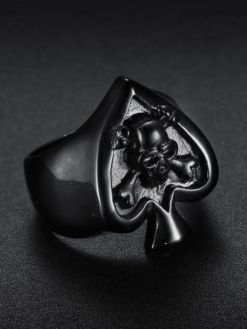 black Titanium Skull Vintage Band Ring