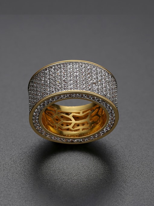Teem Men Brass Cubic Zirconia Round Luxury Band Ring 1