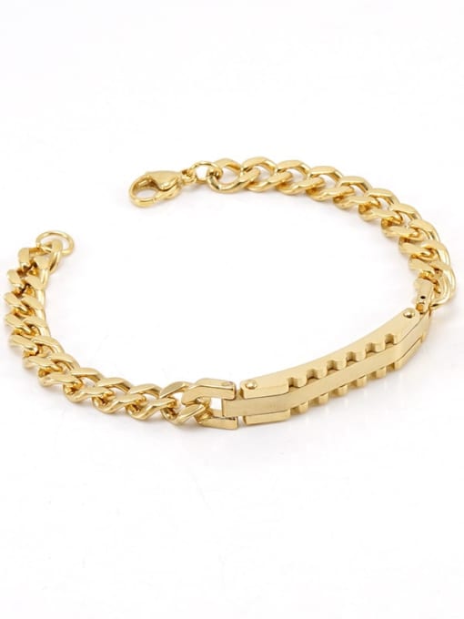 golden Titanium Steel Geometric Hip Hop Link Bracelet