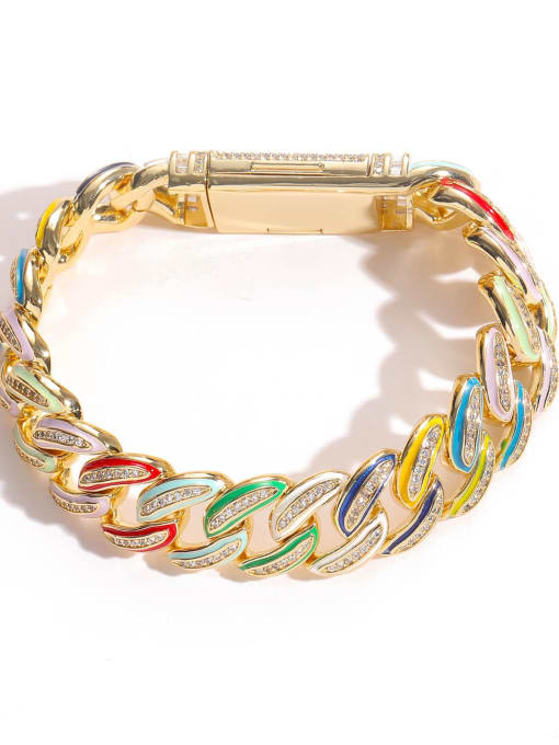 7inch gold (18cm bracelet) Brass Cubic Zirconia Geometric Luxury Link Bracelet