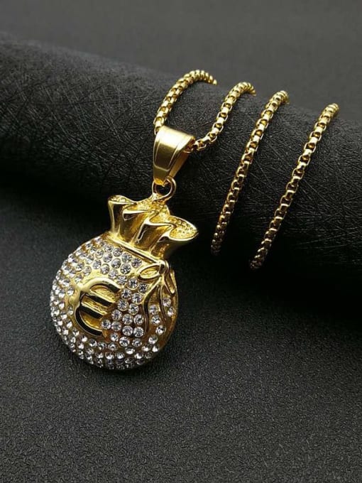 Gold  Chain 3mm*61cm Titanium Steel Rhinestone Irregular Vintage Necklace For Men