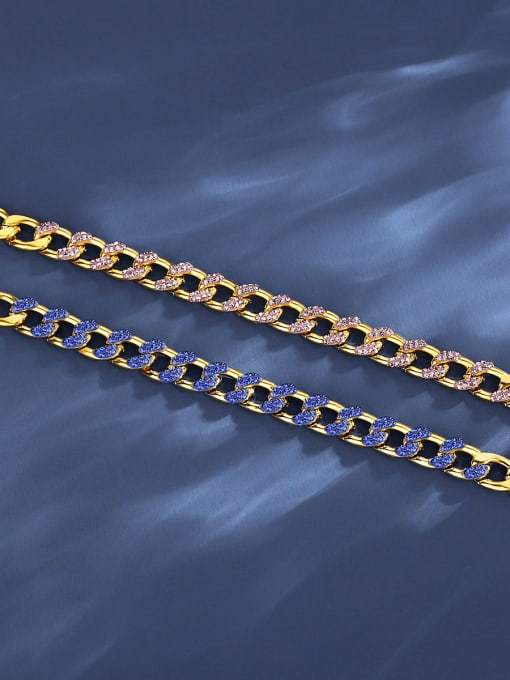 Teem Men Titanium Steel Cubic Zirconia Geometric Trend Link Bracelet 2