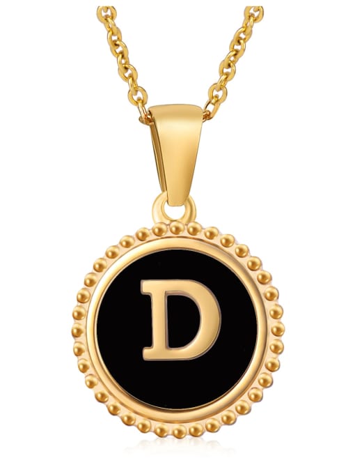 D Stainless steel Acrylic Letter Minimalist Round Pendant Necklace