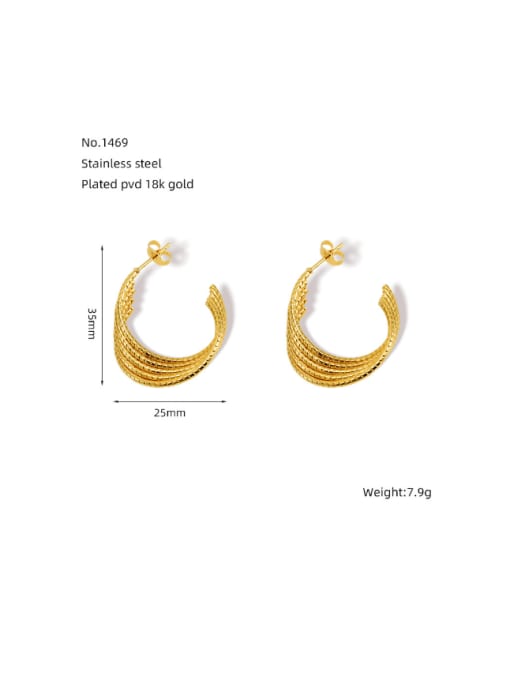 ZXG1469 gold Stainless steel Geometric Hip Hop Stud Earring