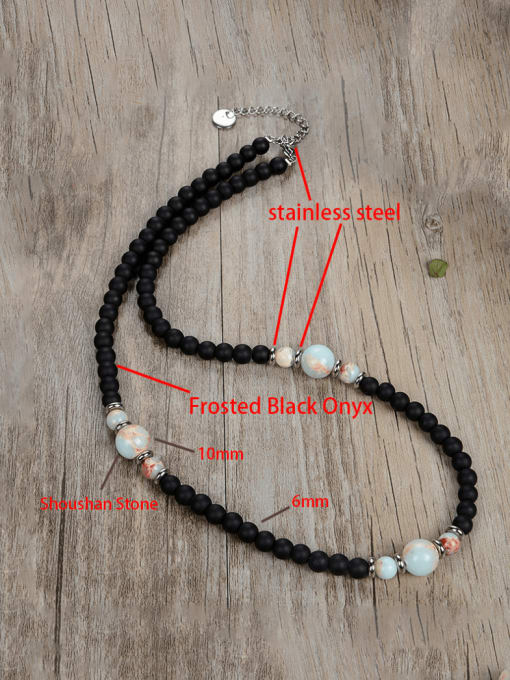  Stainless steel Natural Stone Irregular Bohemia Beaded Necklace 1