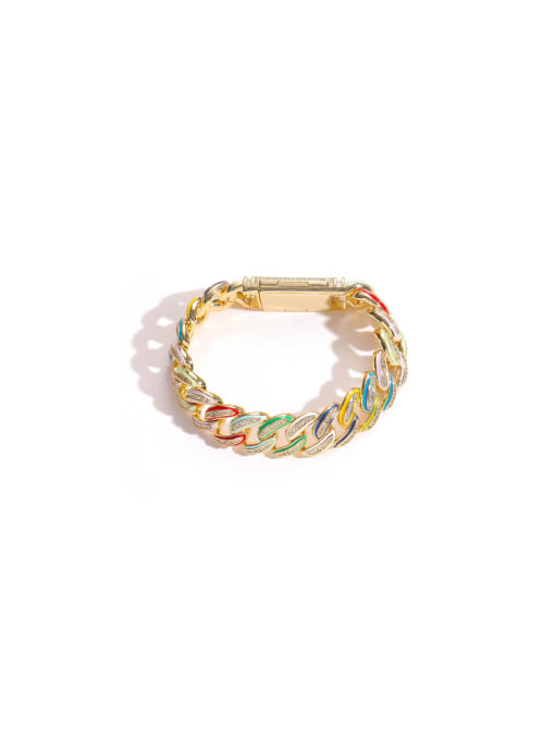 MAHA Brass Cubic Zirconia Geometric Luxury Link Bracelet 0