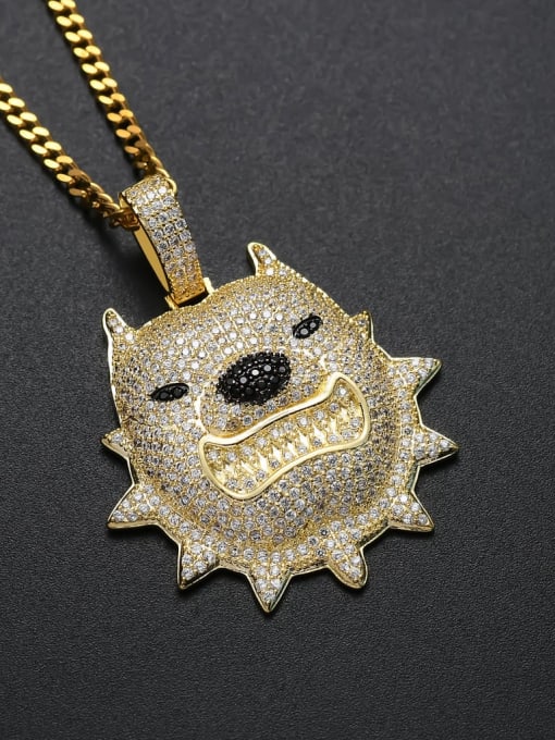 MAHA Brass Cubic Zirconia Dog Hip Hop Necklace 1