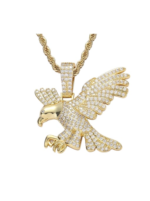 Gold +chain Brass Cubic Zirconia Eagle Hip Hop Necklace