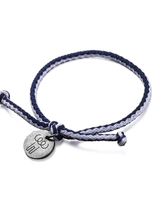 Blue and white rope Titanium Steel Bowknot Hip Hop Woven Bracelet