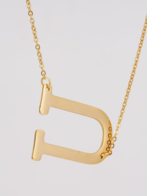 U Stainless steel Minimalist  Letter Pendant Necklace
