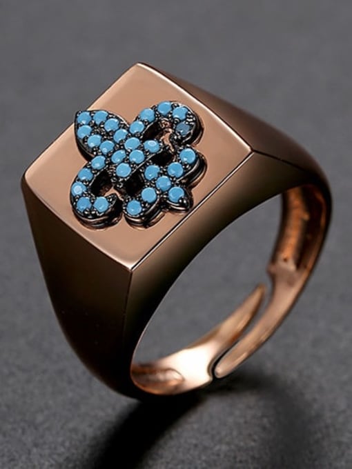 Blue zirconium 6 t21f01 Brass Cubic Zirconia Geometric Minimalist Band Ring