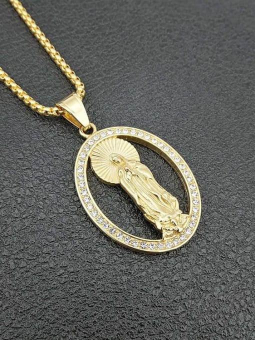 Gold Necklace Titanium Oval Rhinestone Hip Hop Necklace For Men