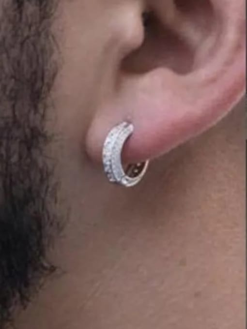 HI HOP Brass Cubic Zirconia Round Minimalist Huggie Earring 1