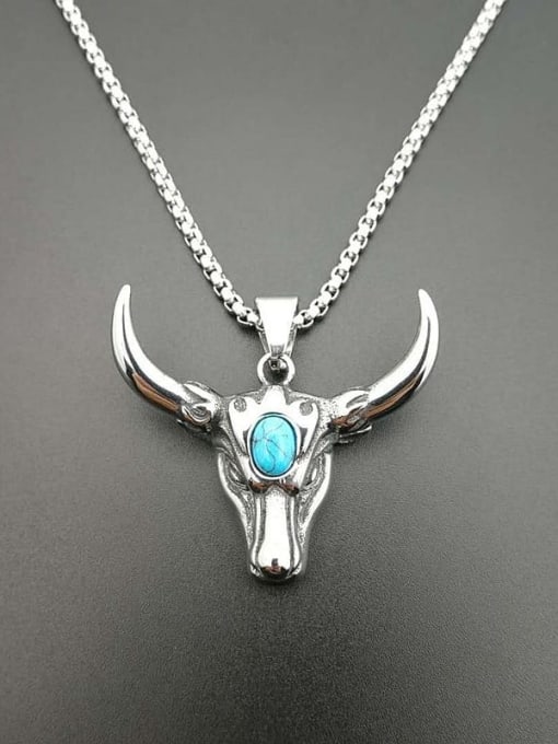 Silver Necklace Titanium Turquoise Irregular Minimalist Necklace For Men