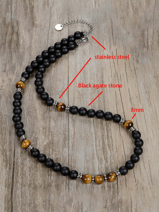 JZ Men's bead Stainless steel Natural Stone Bohemia Beaded Necklace 3