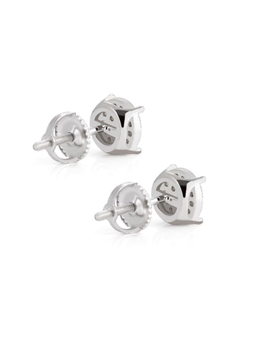 MAHA 925 Sterling Silver Cubic Zirconia Round Minimalist Stud Earring 2